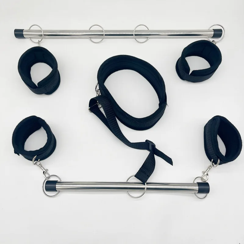 BDSM Sex zabawki dla par zestaw Bondage regulowany rozpórka ze stali nierdzewnej Sex Slave kajdanki mankiety na kostkach fetysz ograniczenia