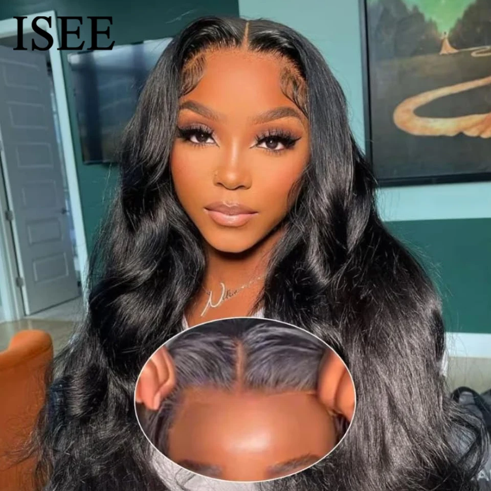 ISEE Hair Wear Go Body Wave Lace Front Wig Glueless Transparent Lace Closure Curly Human Hair Wigs Pre Cut PrePlucked Hair