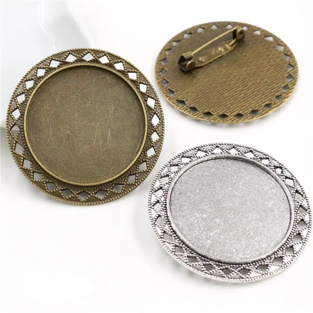 Nowa moda 5 sztuk 35mm wewnętrzna wielkość antyczny brąz i srebro pozłacane kolory broszka styl Cabochon baza ustawienie Charms wisiorek — zdjęcie 5