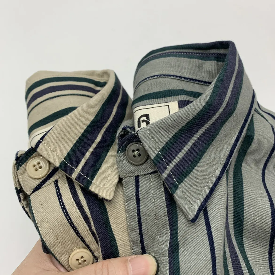 Vintage Striped Men's Shirt American Amekaji Japanese Retro 100% Cotton Washed Relaxed-Fit Long-Sleeve Casual Shirt