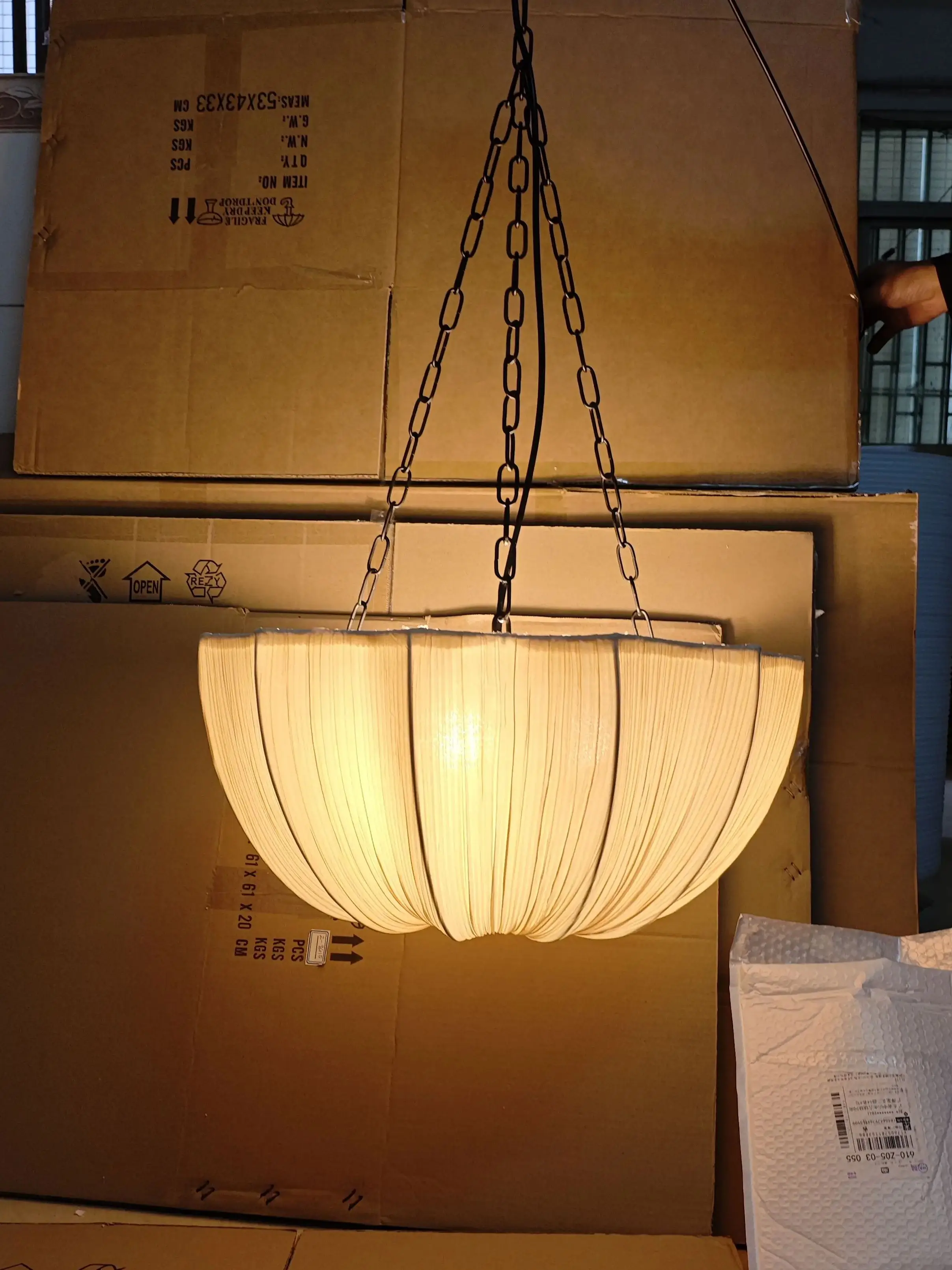 Nordic Modern Handmade Fabric Pendant Lights, Rustic Natural Ceiling Lamp for Living Room, Bedroom, or Restaurant & Cafe