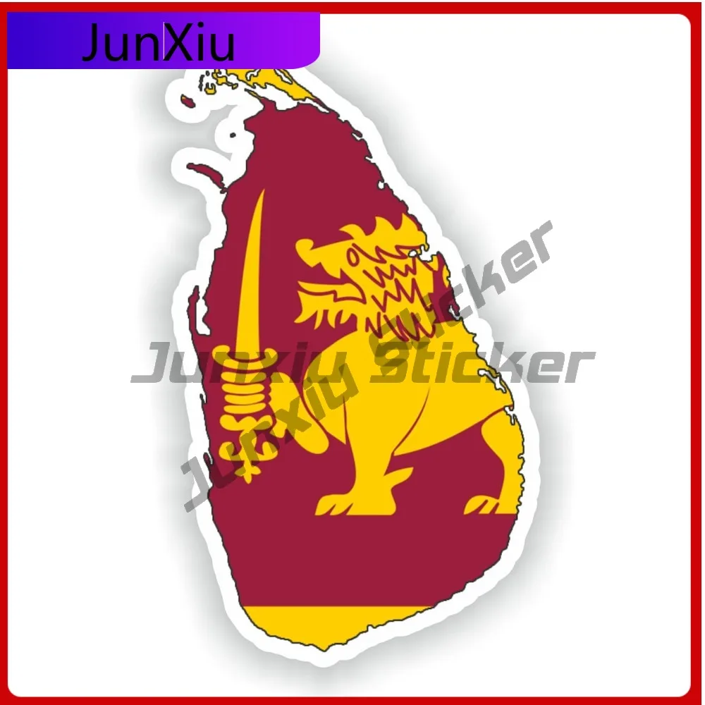 

Sri Lanka National Flag And Emblem Map Shape Stickers Decorative Camper Rv Van Sticker For Car Decoration Emblem Personalized