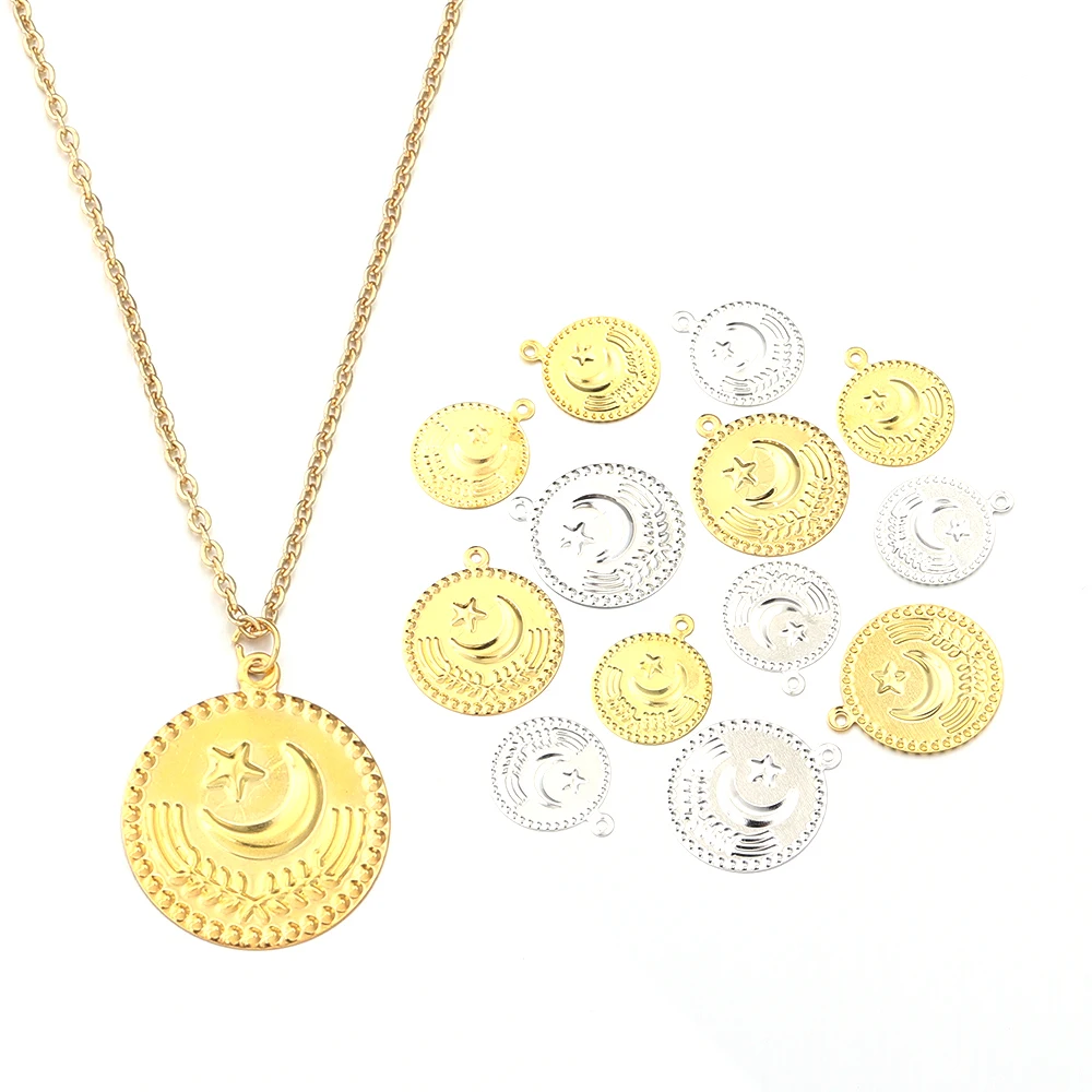 50/100 stücke 15/20mm Türkei Vintage Eisen Blatt Anhänger Runde Anhänger Für Schmuck Machen DIY Charms Halskette ohrringe Zubehör – Detail 12