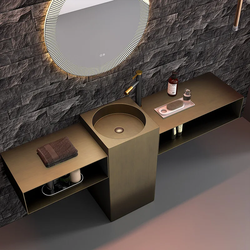 

Простая ретро-медная колонна из нержавеющей стали, умывальник для отеля, проживания в семье, умывальник для балкона, двора, напольный умывальник, антикварный