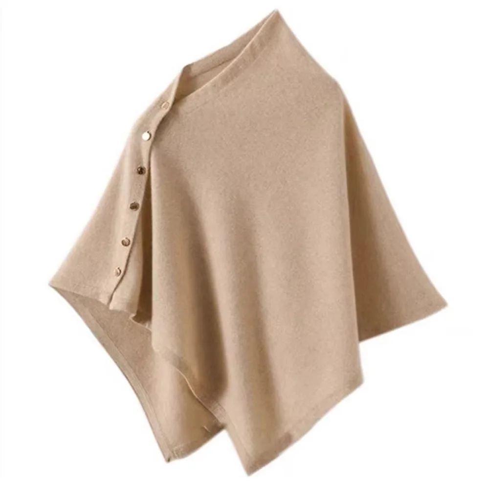 

New with Button Pashmina Shawl Warm Thick Shoulder Top Casual Irregular Knitted Thick Warm Poncho Autumn Winter