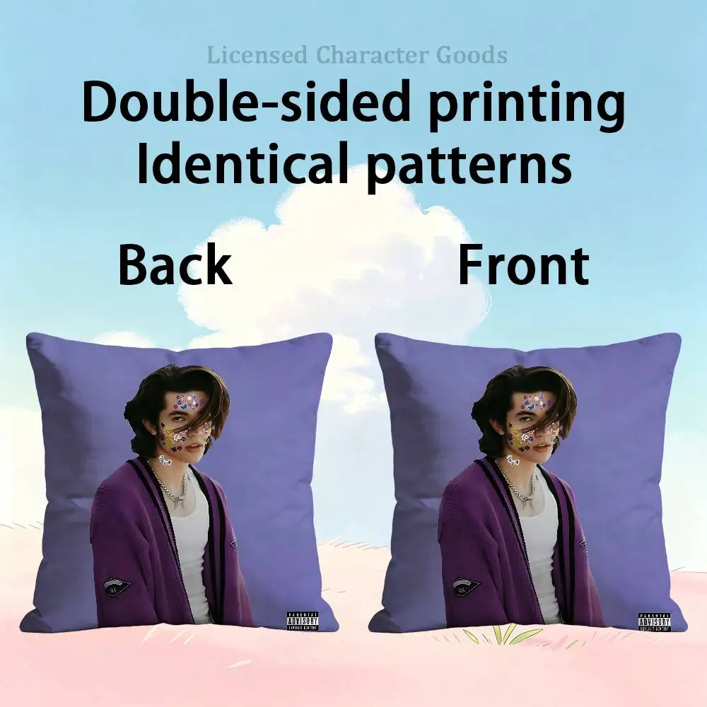 C-Conan G-Gray Wishbone Polyester Printed Pillow Cover Square 30 35 40 45 50 55 cm Soft for Sofa Bed Car Home Decor