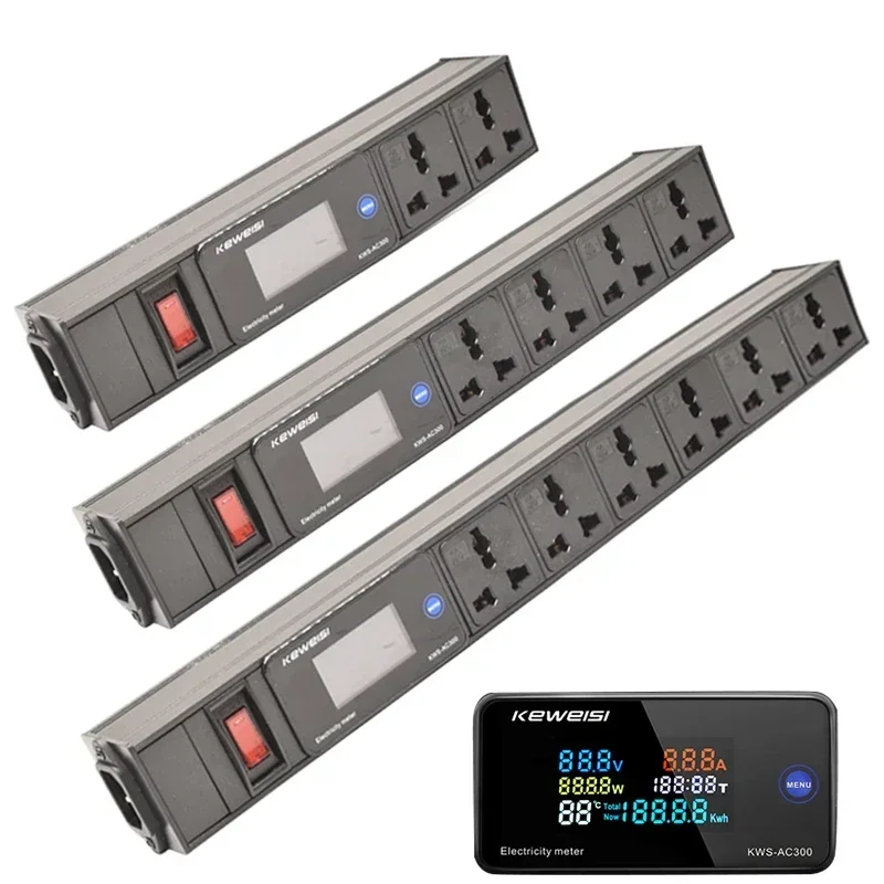 

Digital Ampermeter Voltmeter Ammeter Power Strip distribution unit 2/3/4/5/6/7/8/9/10 Universal Socket With Switch C14 interface