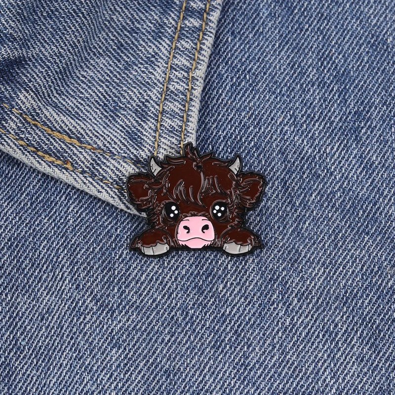 Schottische Highland-Rinder Emaille-Pins: Niedliche Cartoon-Broschen für Kleidung, Taschen, Schmuck – Dekorative, niedliche Anstecknadeln als Geschenke – Detail 6