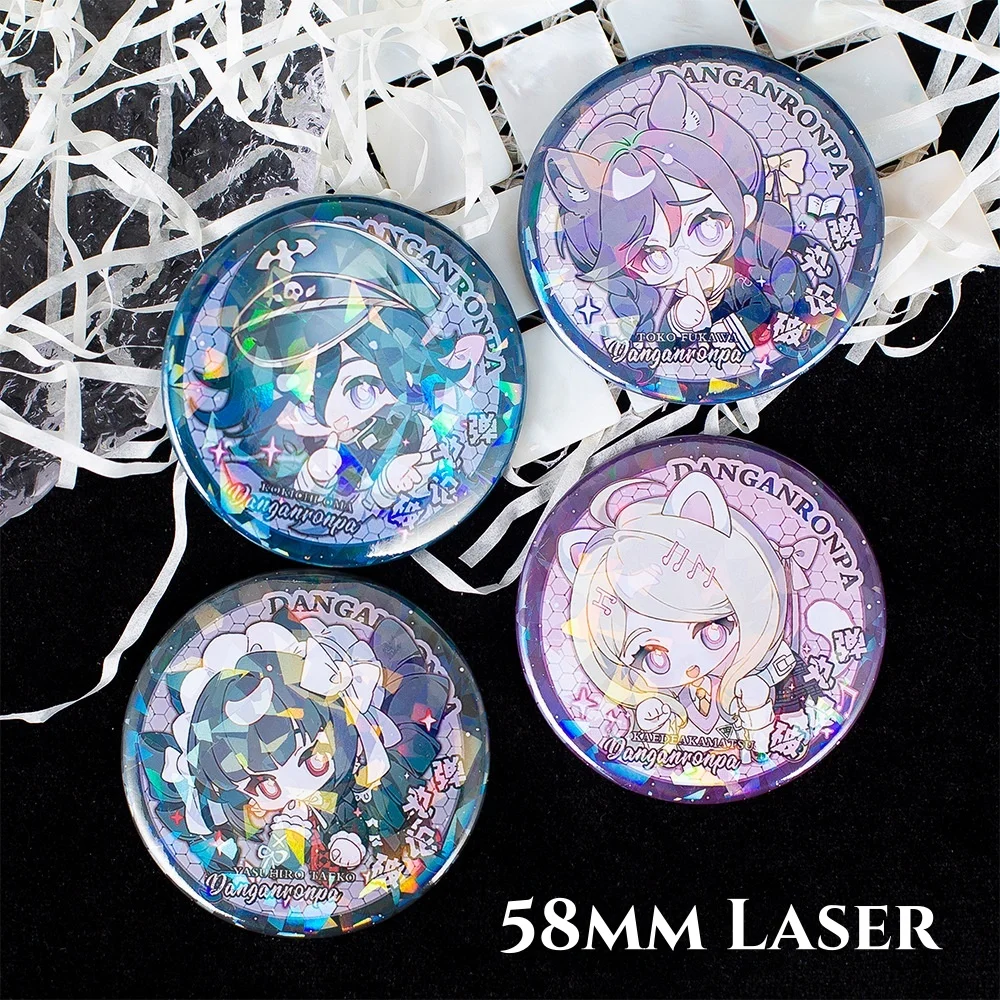 Nowy Danganronpa Laser Matte Badge Saihara Shuichi Kokichi Oma Toko Fukawa Cute Cartoon Anime Pin Game Biżuteria Broszka Prezent