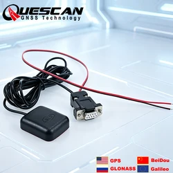 QUESCAN 5V Serial RS232 GPS GLONASS Galileo BeiDou Receiver GNSS NMEA 0183 Antenna with RS-232 DB9 Connector and Power Cable
