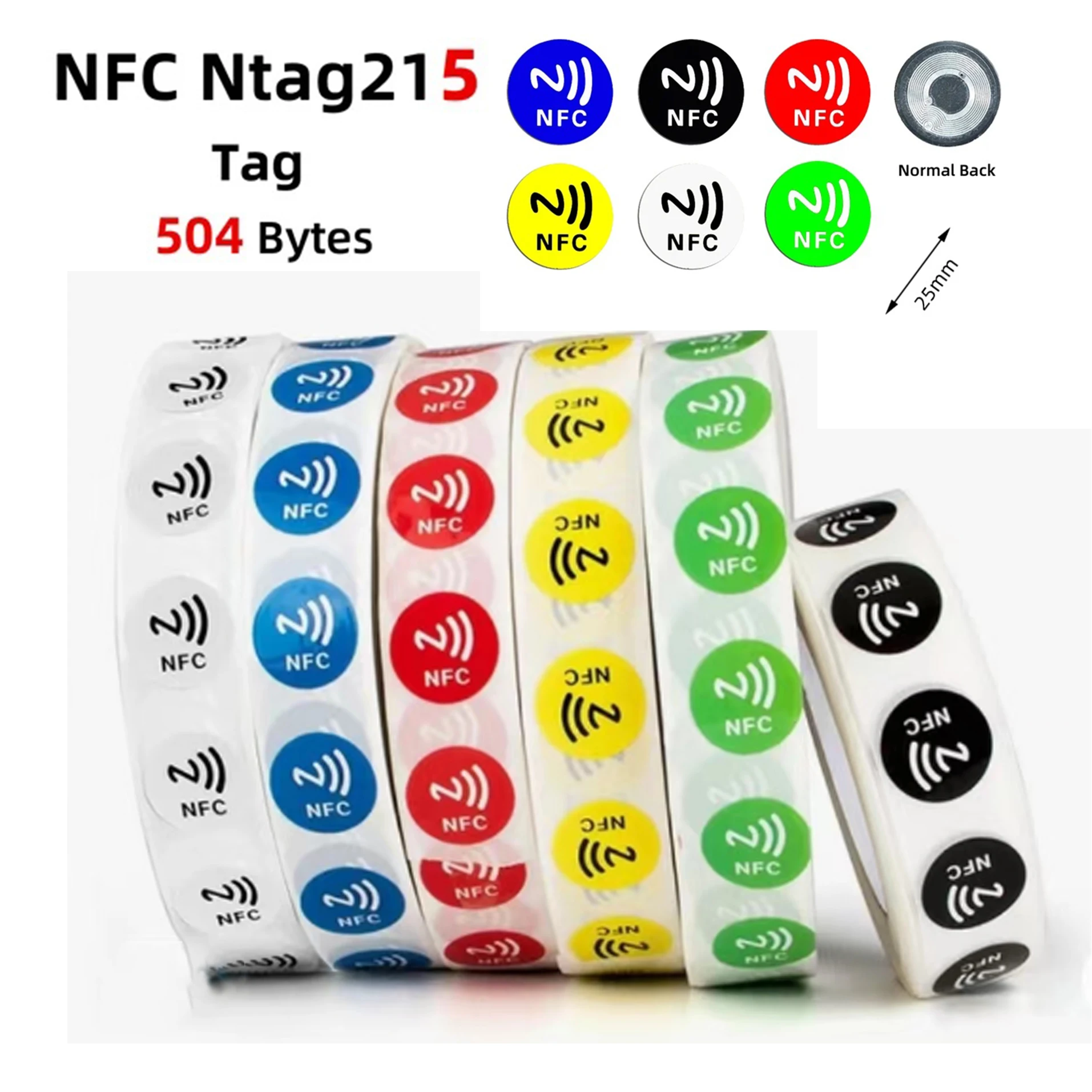 

10Pcs Colorful NFC Tag Stickers 13.56MHz 540Bytes RFID Self-Adhesive Labels for NFC Phones Fast Reading