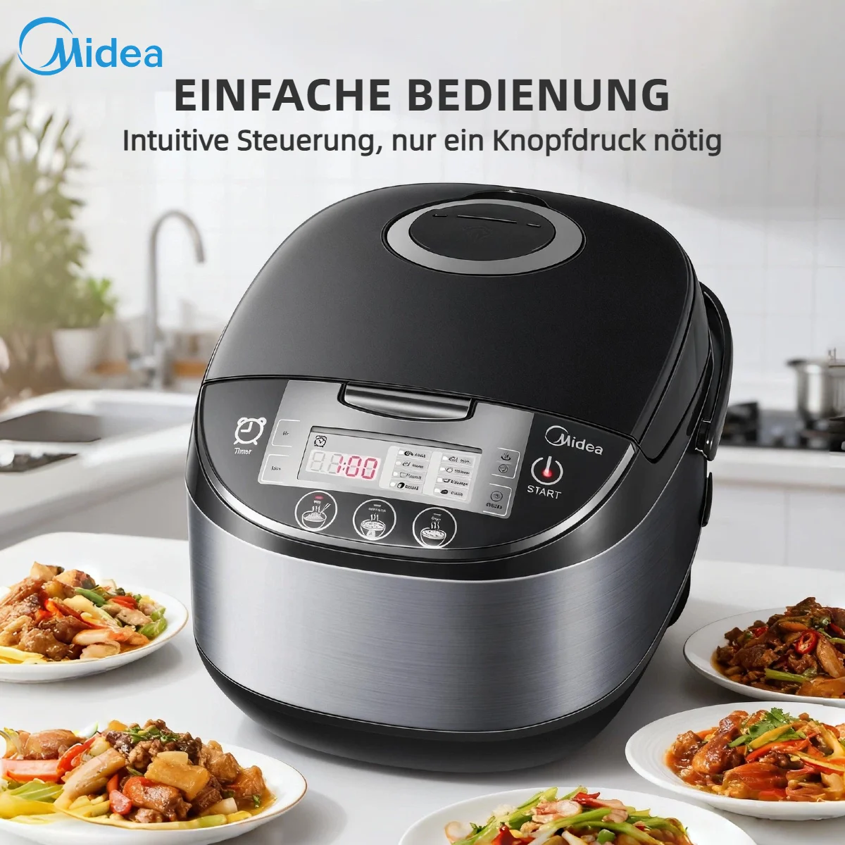 Midea 5L Reiskocher mit großer Kapazität Multifunktionsgerät  | Antihaftbeschichtung für einfache Reinigung & energieeffizient