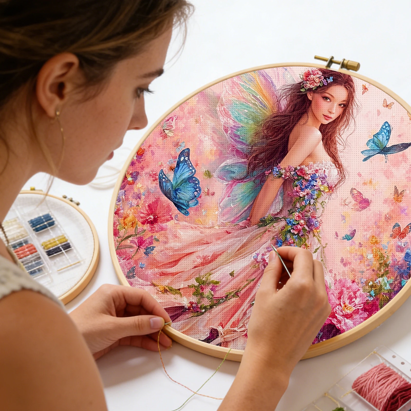 Girl Full 11CT DIY Stamped Pri - Cross Stitch Stamped Kits Beginners ulasan dan harga