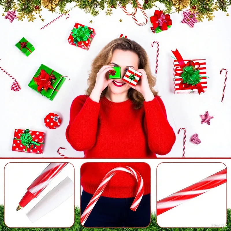 10/20 Stück Kugelschreiber im Candy Cane-Design, perfekt für Weihnachtsgeschenke, Weihnachtsgeschenke, Bürobedarf, Strumpffüller