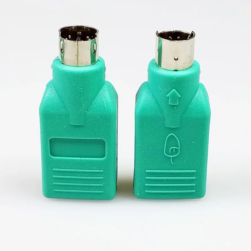 10pcs USB Female Jack to 6Pins DIN PS2 Male Plug Cable Adapter Cyan Color for Computer Mouse Keyboard Connector Converter DIY