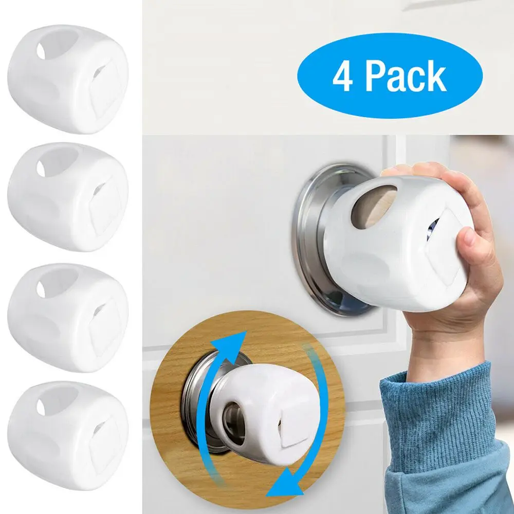 

Lockable Protective Baby Plastic Child Proof Children Safety Lock Cover Door Knob Cover Handle Sleeve Home Accessory