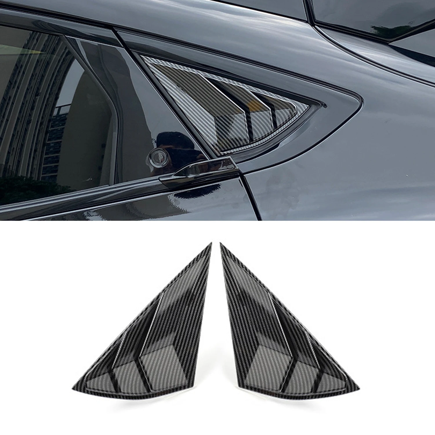 For Ford Mustang Mach-E 2021-2023 Rear Side Window Louvers Cover ABS Exterior Decor Trim Car Styling Accessories 2PCS