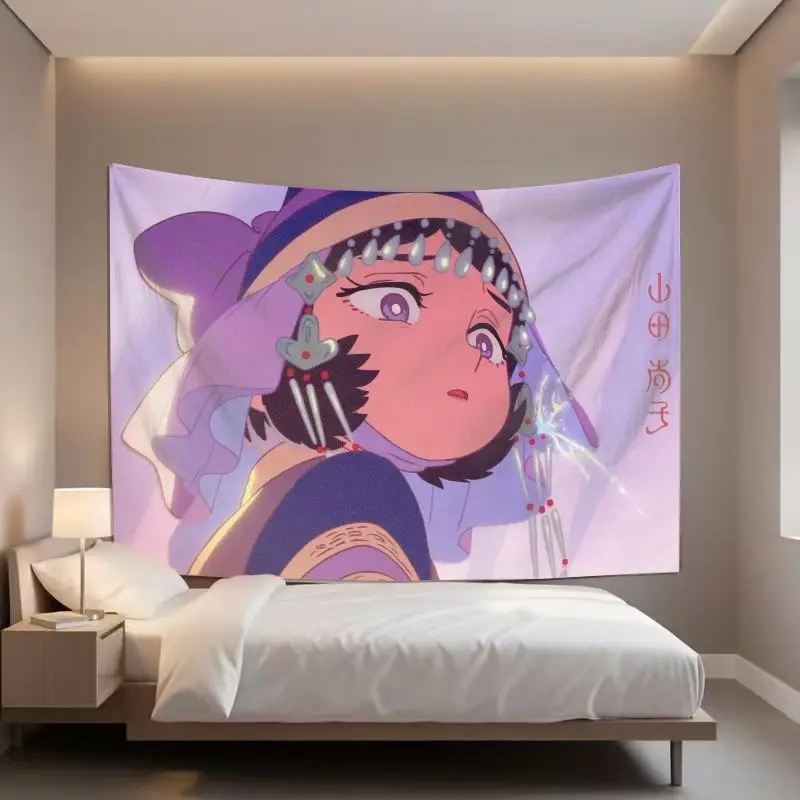 VIKAMA Purple Tune Exotic Girl Anime Tapestry Living Room Festival Party Background Horror Room Decoration