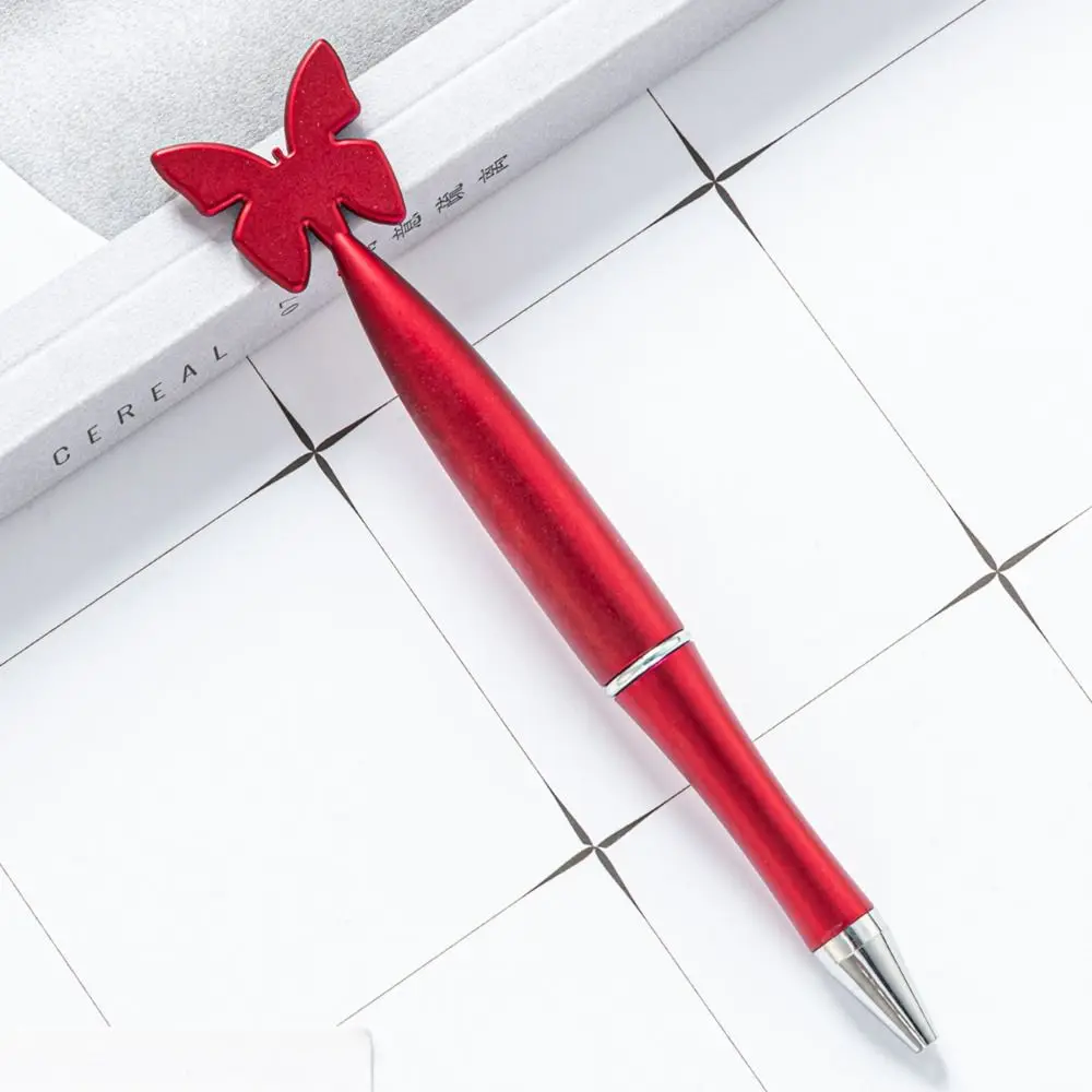 Writing Supplies Cartoon Butterfly Plastic Pen Cute Unique Ballpoint Pen Black Ink Multifunction Signature Pen Student