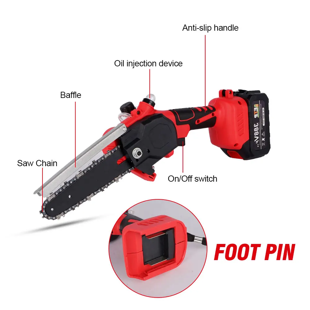 Onevan-マキタ18vバッテリー用のオイルポット付き6インチブラシレス電動チェーンソー,30000rpmの非常に簡単な木工ツール