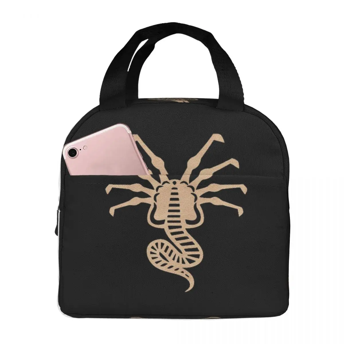 FaceHugger Alien Xenomorph Shoulder Lunch Bags Insulated Bento Box Lunch Tote Picnic Bags Thermal Bag for Woman Student School