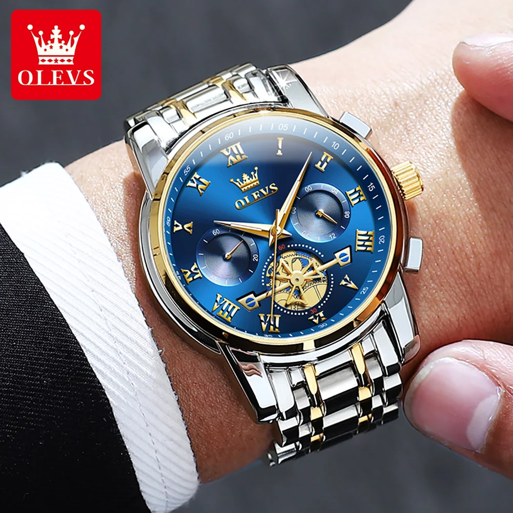 OLEVS Top Brand Men\'s Watches Classic Roman Scale Dial Luxury Wrist Watch for Man Original Quartz Waterproof Luminous Male reloj