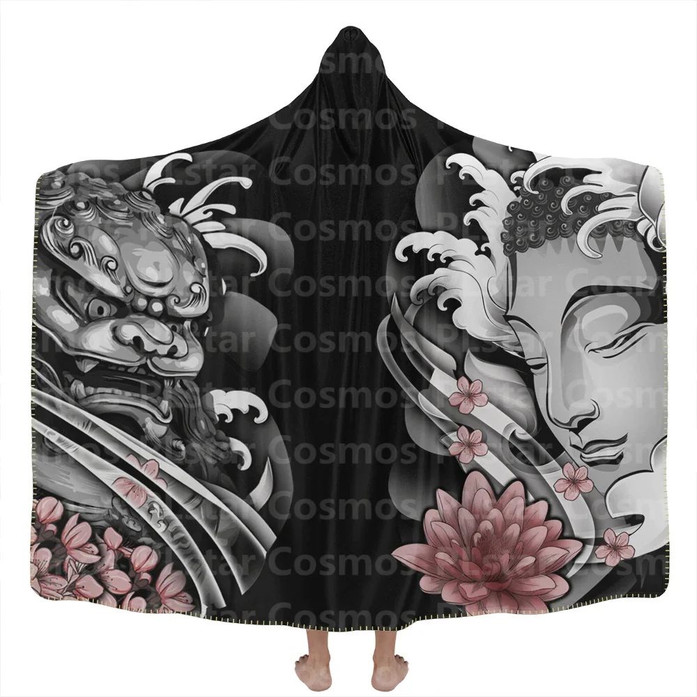 Skadi Hooded Blanket 3D All Over Printed Wearable Blanket for Men and Women Adults Kids Fleece Blanket