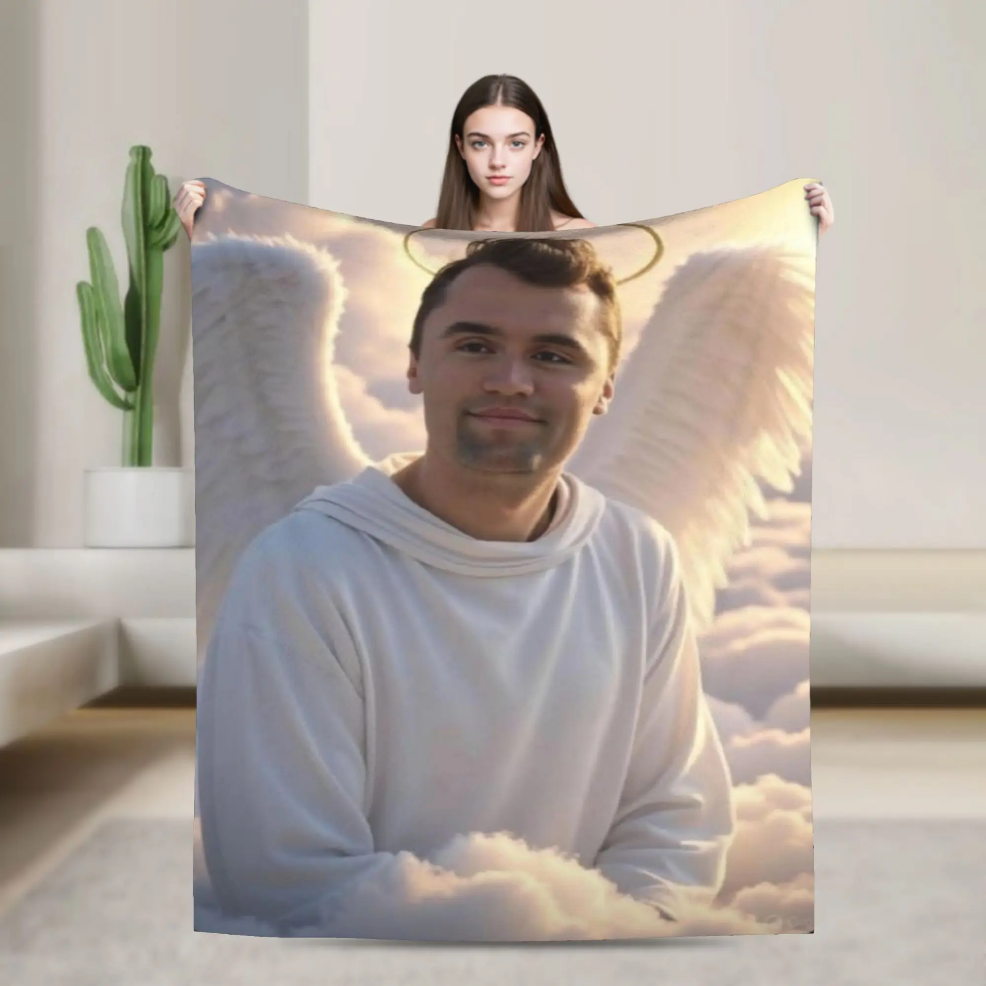 Comfortable Charlie Kirk Angelic Advocate Blanket Accessories Sofa Decorative  Blanket Throw Warm Flannel for Travel