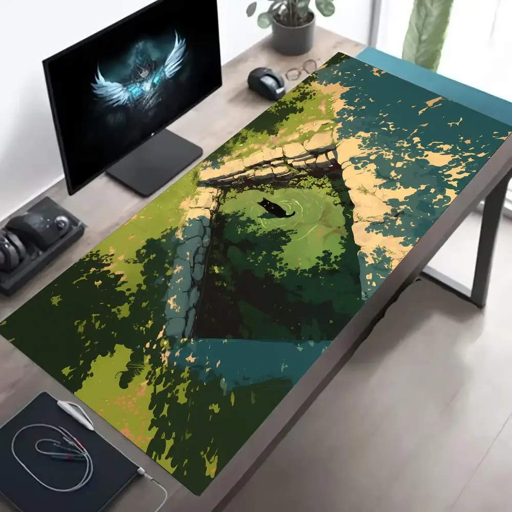 Anime Black cat Mouse mouse Pad Large MousePad XXL Gaming Rubber Lock Desk tablet monitor Mat Computer Gamers work phone office