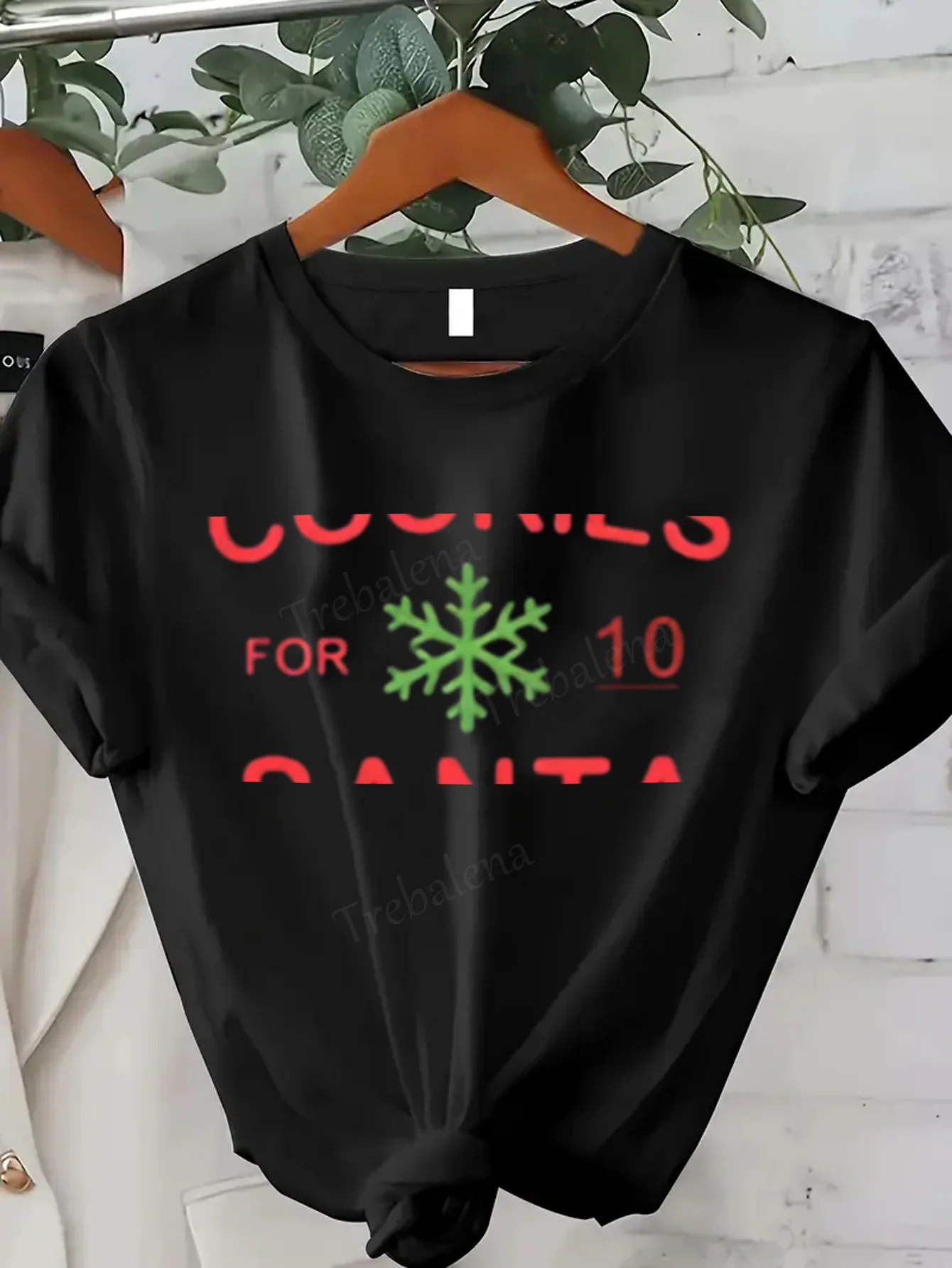 

Женская футболка Сексуальная рождественская футболка "Печенье для Санты" Красный и зеленый принт