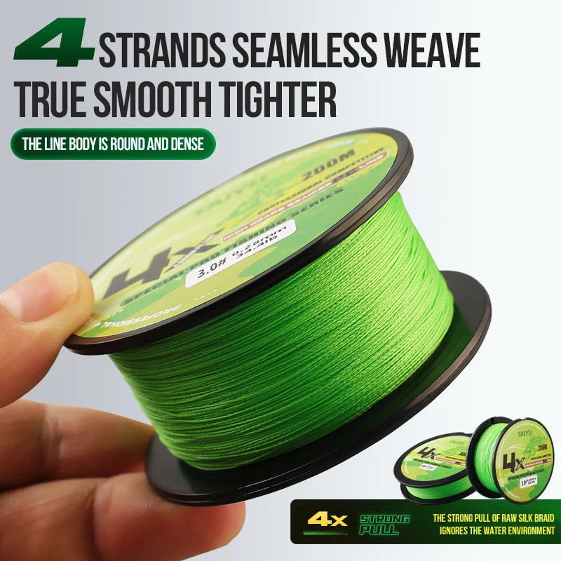 TAIYU 4 Strands 200M PE Braided Fishing Line 19LB-70LB Japan Durable Multifilament Fishing Line Super Smooth Carp Fishing Line