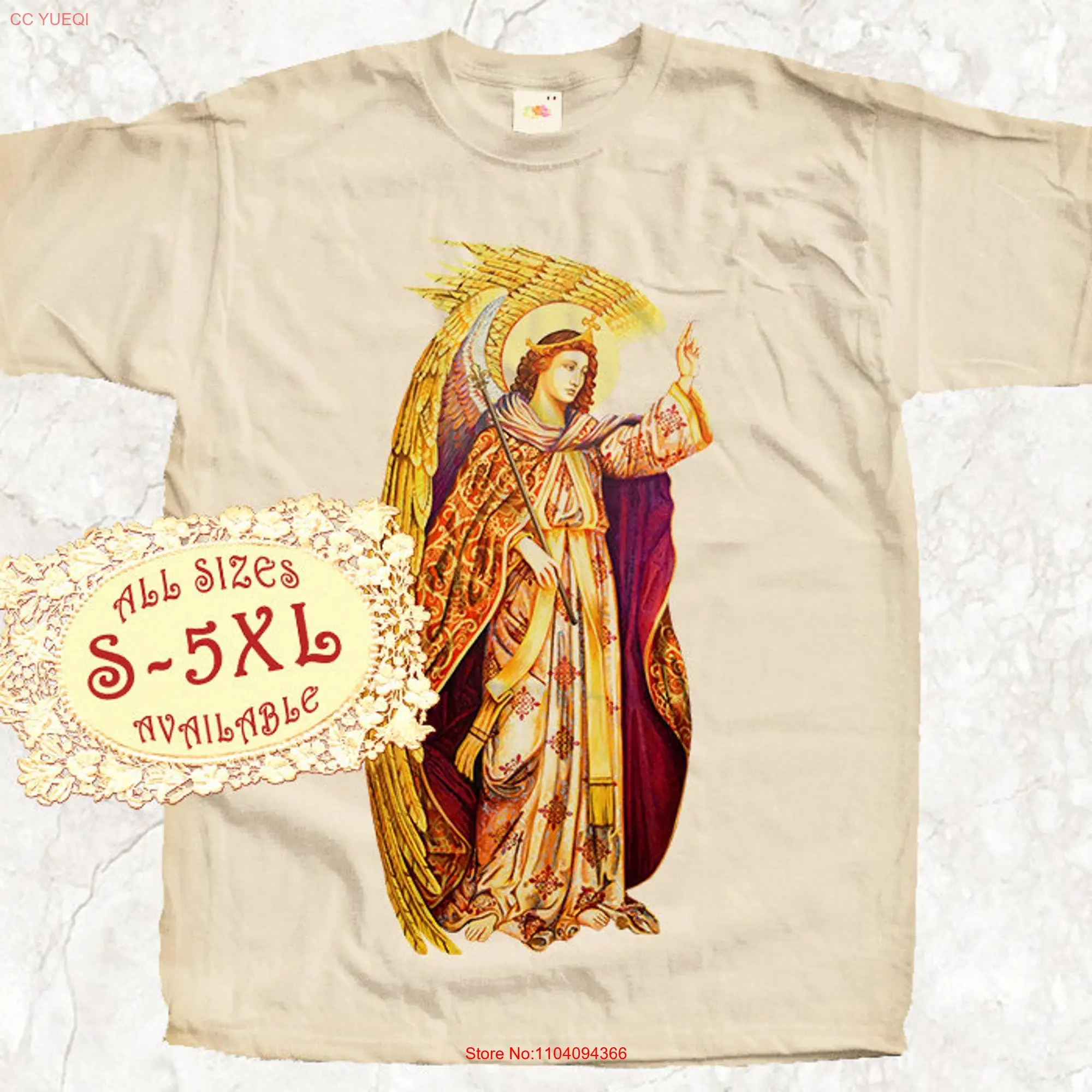 Saint Gabriel V14 Catolic T SHIRT All sizes S 5XL Religious Christian Catholic TEE Natural long or short sleeves