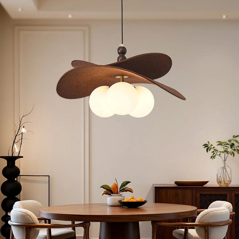 Wabi Sabi Cloth Hanging Chandelier Light Fixture Vintage Bubble Pendant Lamp for Dining Room Bedroom