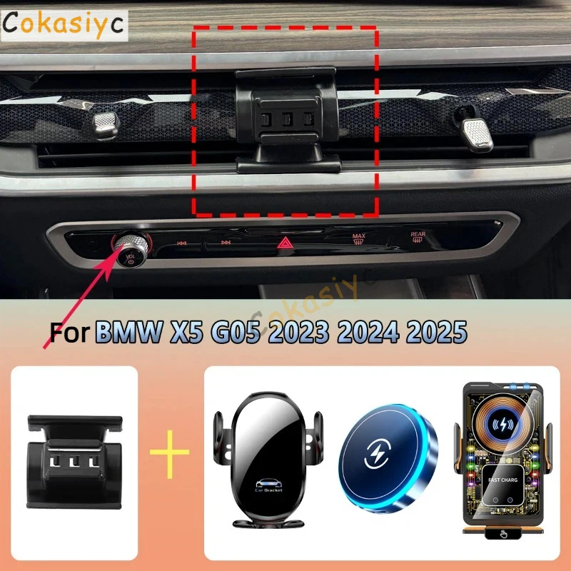 Suporte de Telefone para Carro para BMW X5 G05 2023 2024 2025 com Carregamento Magnético Sem Fio e Sensor Automático - Acessórios para Montagem de Cel