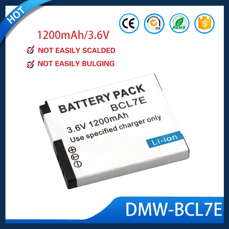 

Replacement Battery DMWBCL7E 3.6V 1200mAh High Capacity Li ion for Panasonic DMC FH50 FS50 SZ3 SZ9 XS1 XS3 FH10 SZ10 Camera Safe