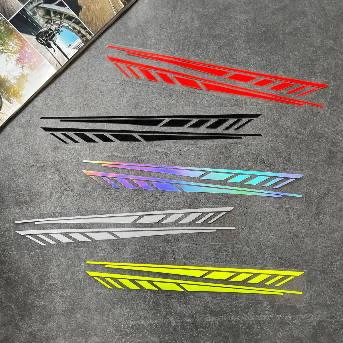 

Electric Motorcycle Sticker Blade Shaped Striped Waistline Side Skirt Decal Body Sticker Decoration Universal Version