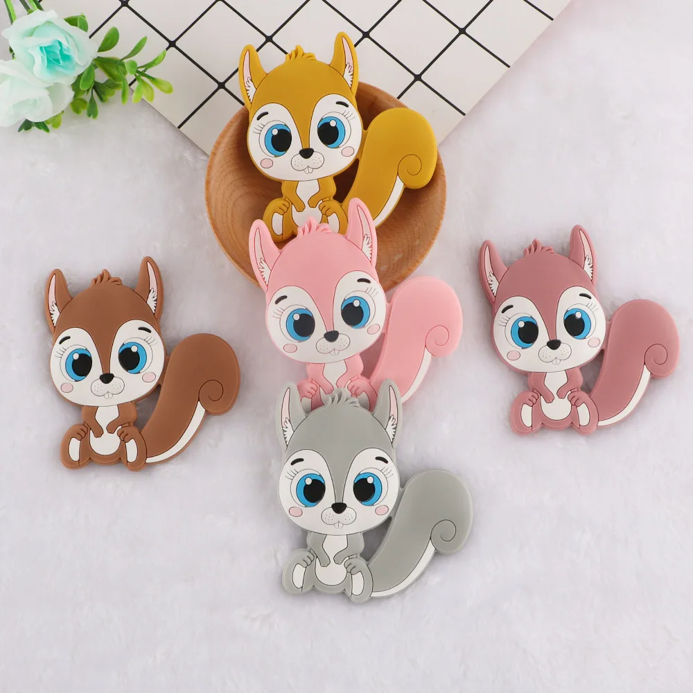 Sunrony 1pc Silicone Squirrel Animal For Jewelry Making DIY Baby Pendants Food Grade Toys For Teeth Rod Baby Gift