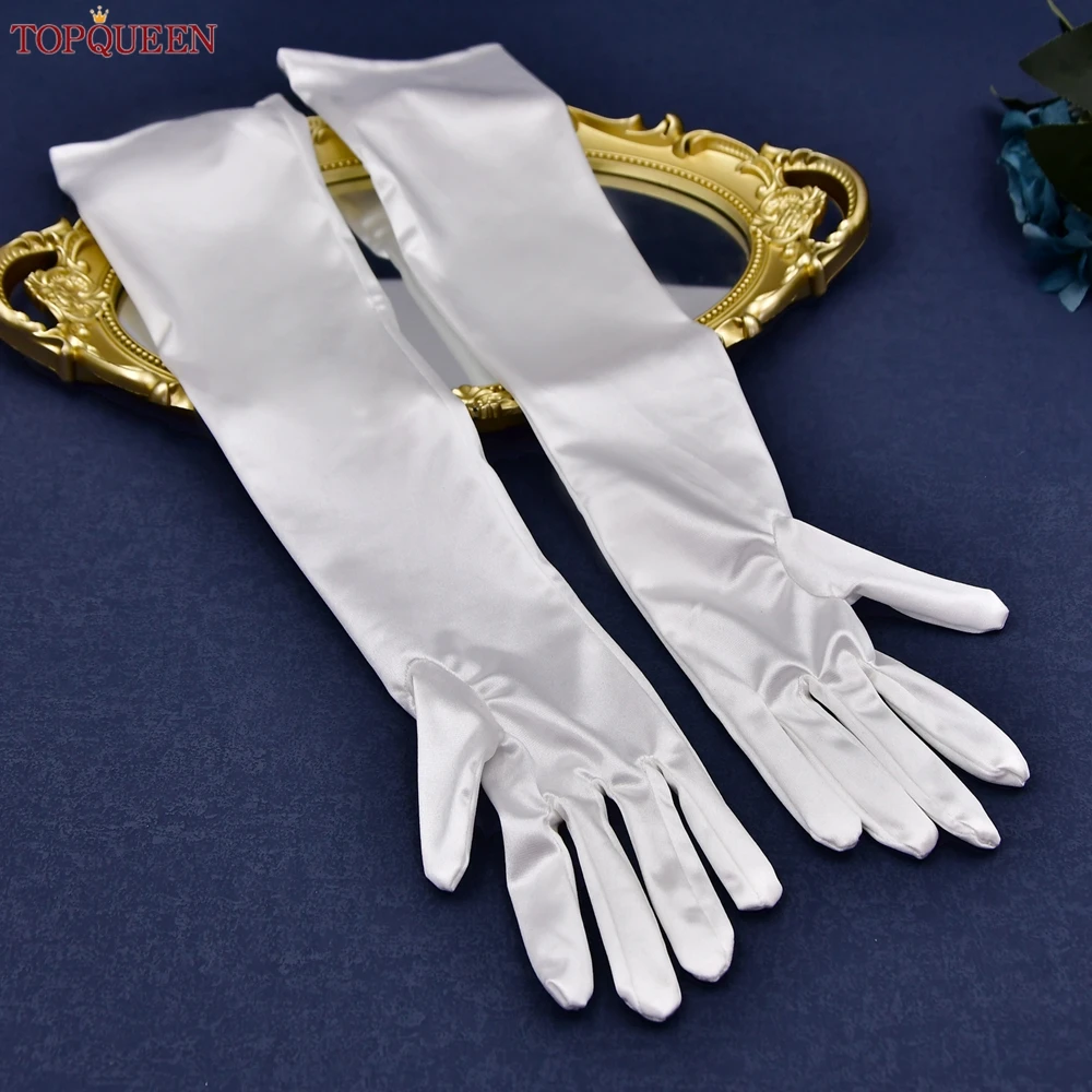 TOPQUEEN Wedding Accessories Lady Gloves Women Bridal Gloves Wedding Long Elbow Length Finger DIYDetachable Sleeves Bridal VM22