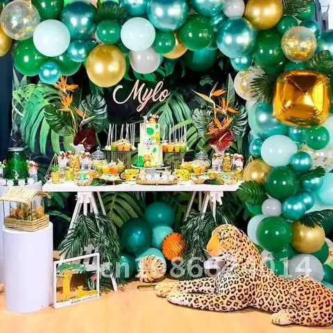 

Balloon Arch Kit Birthday Party Decoration Kids Latex Foil Garland Green Wild One Jungle Safari Party Baby Shower