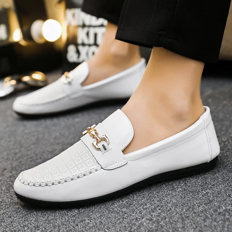 2023 New Genuine Leather Men Casual Shoes Autumn Men Casual Driving Shoes Breathable Trend Versatile Soft Sole Simple Loafers