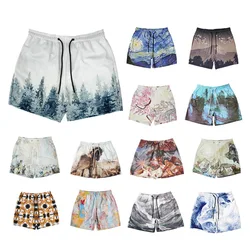 Pantalones cortos informales de verano para hombre, Shorts deportivos de malla con estampado Digital, transpirables y sueltos, novedad