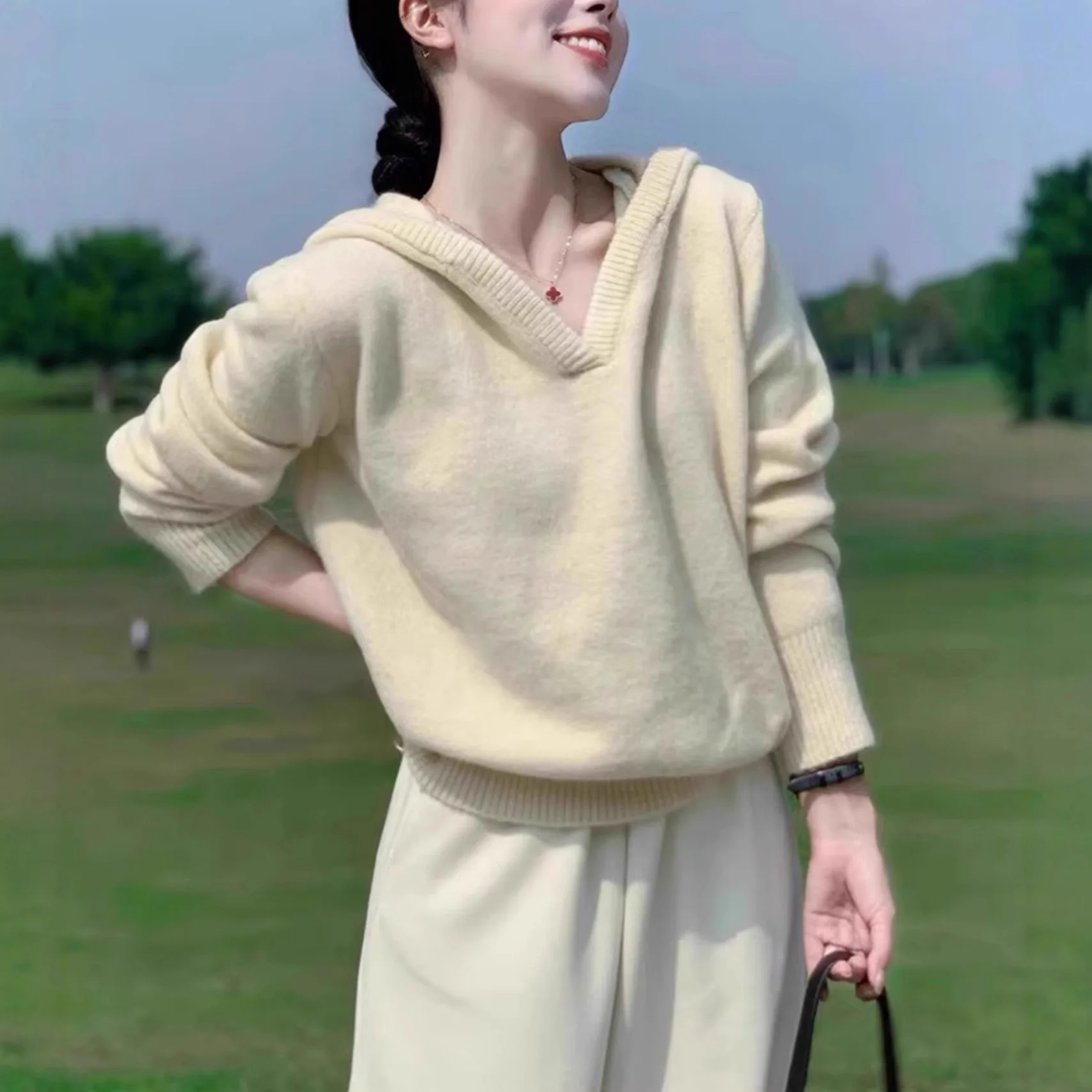 Traf Knit Hooded Woman Clothing New Spring Autumn Short Sweater For Women Woolen Shirt Casual Pullovers Jumper Female Tops