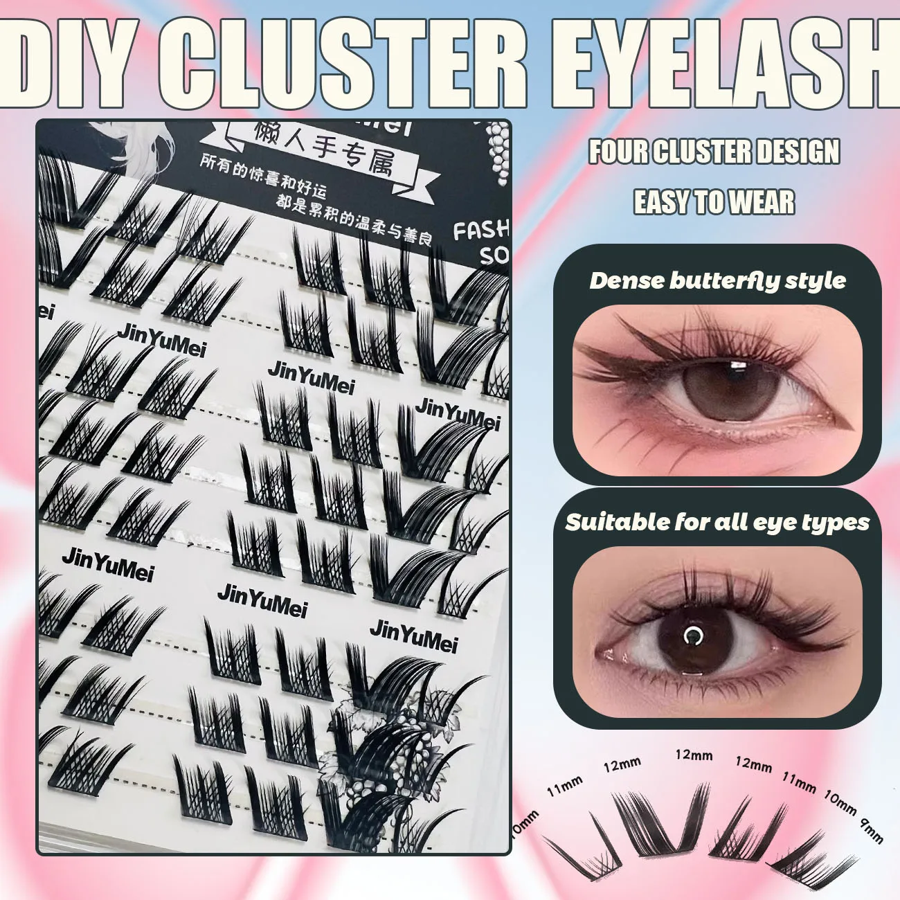 

Butterfly False Eyelashes Mixed Length Novice Friendly Thick Eyelashes Bunches For Eyelash Extension Makeup Clusters Eyelash