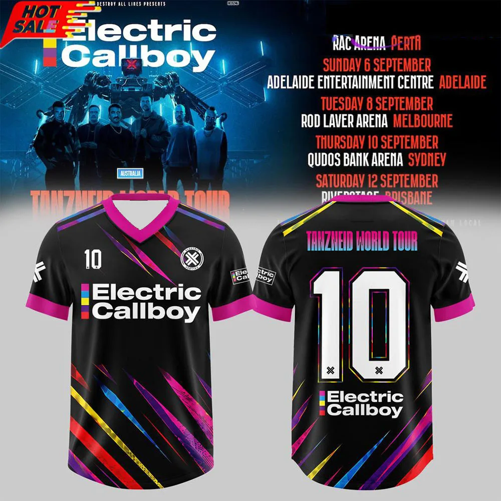 Electric Callboy Tanzneid World Tour Soccer Jersey V Neck Short Sleeve Mesh Football Shirt Band Concert Sports T-shirt Couple