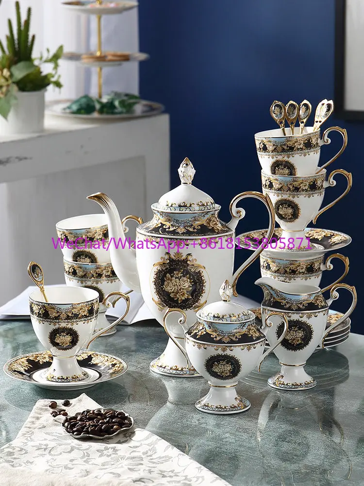 European high-end small luxury bone china coffee cups and saucers British court style ceramic household