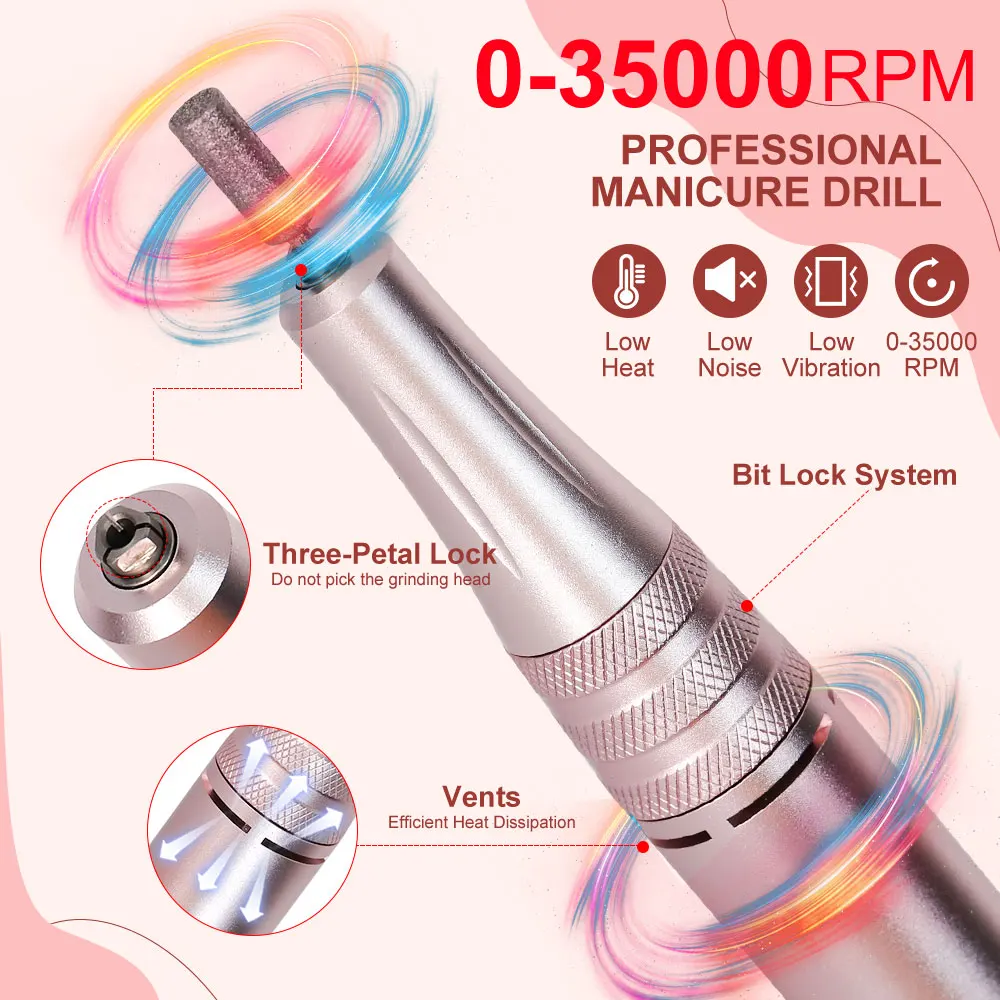 MOSKANY 35000RPM Professional Nail Drill Machine with LCD Display Portable Nails Drill Milling Machine for Manicure Tools Kit