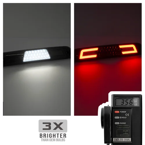 Imagen 2 del producto Ahumado para camioneta RAM 1500 2019 2020 2021 2022 2023 2024 2025 LED tercera luz de freno de alto nivel marcadores de techo de carga blancos