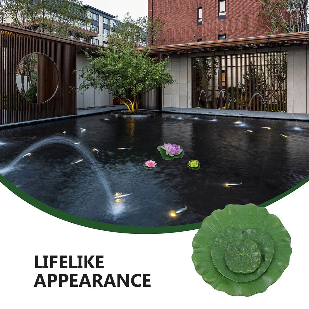 15 قطعة منصات الزنبق الاصطناعي واقعية لبركة حوض السمك نباتات وهمية آمنة نابض بالحياة الخضرة العائمة يترك ديكور