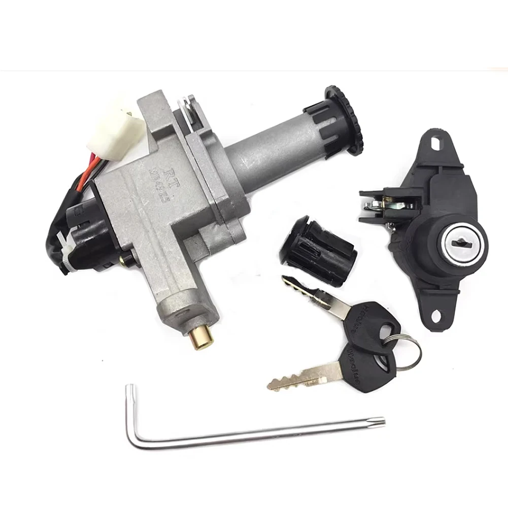 Motorcycle Fuel Tank Cap Lock Ignition Switch Lock Set Seat Lock Set With Keys For Suzuki AN125 AN 125 125CC HJ125T-7 8 Haojue