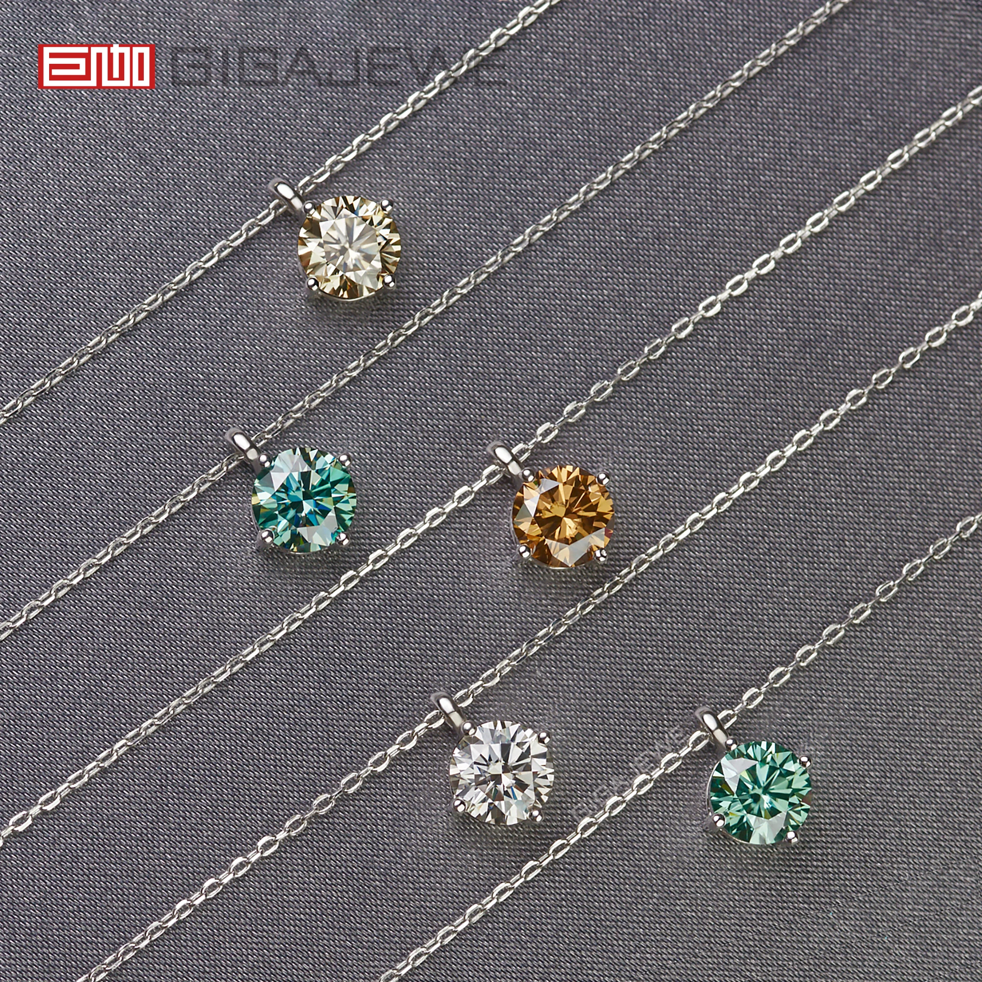 GIGAJEWE 3ct 9mm D Color Round Cut 18K White Gold Plated 925 Silver Moissanite Pendant Necklace Diamond Test Passed Woman Gift